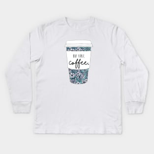 Floral Coffee Kids Long Sleeve T-Shirt